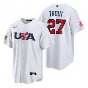 Los Angeles Angels Mike Trout White 2023 World Baseball Classic USA Replica Jersey