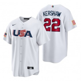 Los Angeles Dodgers Clayton Kershaw White 2023 World Baseball Classic USA Replica Jersey