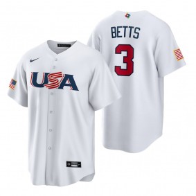 Los Angeles Dodgers Mookie Betts White 2023 World Baseball Classic USA Replica Jersey