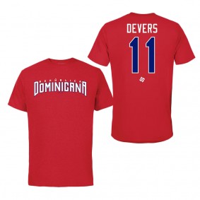 Men's Dominican Republic Baseball Rafael Devers LEGENDS Red 2023 World Baseball Classic Name & Number T-Shirt