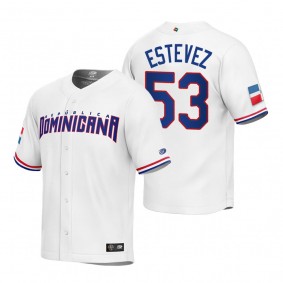 Dominican Republic Baseball Carlos Estevez White 2023 World Baseball Classic Replica Jersey