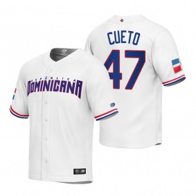 Dominican Republic Baseball Johnny Cueto White 2023 World Baseball Classic Replica Jersey