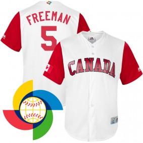 Men's 2017 World Baseball Classic Canada Freddie Freeman White Replica Jersey