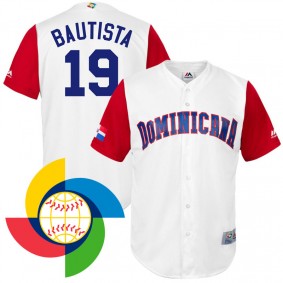 Men's 2017 World Baseball Classic Dominican Jose Bautista White Replica Jersey