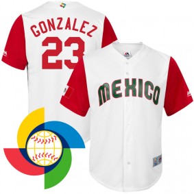 Men's 2017 World Baseball Classic Mexico Adrian Gonzalez White Replica Jersey