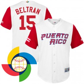 Men's 2017 World Baseball Classic Puerto Rico Carlos Beltran White Replica Jersey