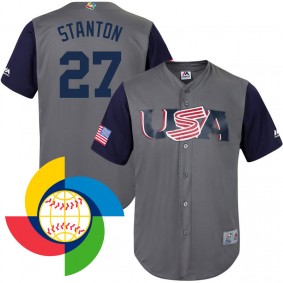 Men's 2017 World Baseball Classic USA Giancarlo Stanton Gray Replica Jersey