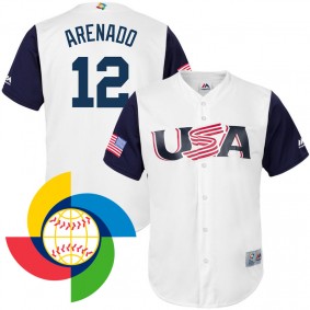 Men's 2017 World Baseball Classic USA Nolan Arenado White Replica Jersey