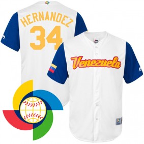 Men's 2017 World Baseball Classic Venezuela Felix Hernandez White Replica Jersey