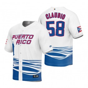 Puerto Rico Baseball Alex Claudio White 2023 World Baseball Classic Jersey