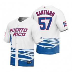 Puerto Rico Baseball Hector Santiago White 2023 World Baseball Classic Jersey