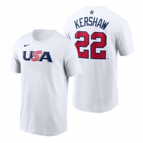 USA Baseball Clayton Kershaw White 2023 World Baseball Classic T-Shirt