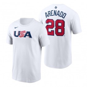 USA Baseball Nolan Arenado White 2023 World Baseball Classic T-Shirt