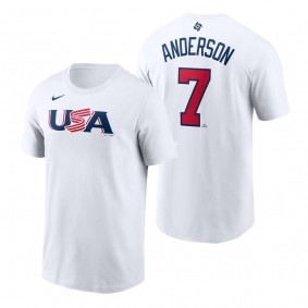 USA Baseball Tim Anderson White 2023 World Baseball Classic T-Shirt