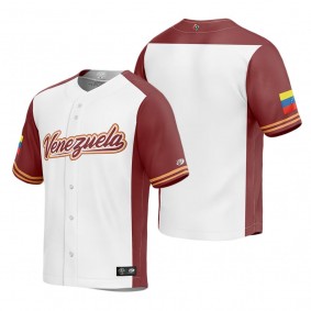 Venezuela Baseball White Burgundy 2023 World Baseball Classic Replica Jersey