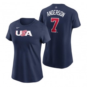 USA Baseball Navy 2023 World Baseball Classic Tim Anderson T-Shirt Women's