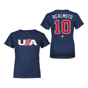 Youth USA Baseball J.T. Realmuto LEGENDS Navy 2023 World Baseball Classic Name & Number T-Shirt