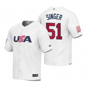 Youth USA Baseball Brady Singer White 2023 World Baseball Classic Replica Jersey