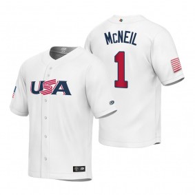 Youth USA Baseball Jeff McNeil White 2023 World Baseball Classic Replica Jersey