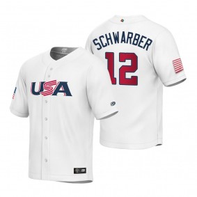 Youth USA Baseball Kyle Schwarber White 2023 World Baseball Classic Replica Jersey