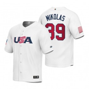 Youth USA Baseball Miles Mikolas White 2023 World Baseball Classic Replica Jersey