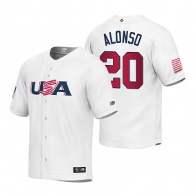 Youth USA Baseball Pete Alonso White 2023 World Baseball Classic Replica Jersey