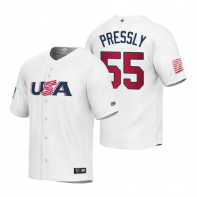 Youth USA Baseball Ryan Pressly White 2023 World Baseball Classic Replica Jersey